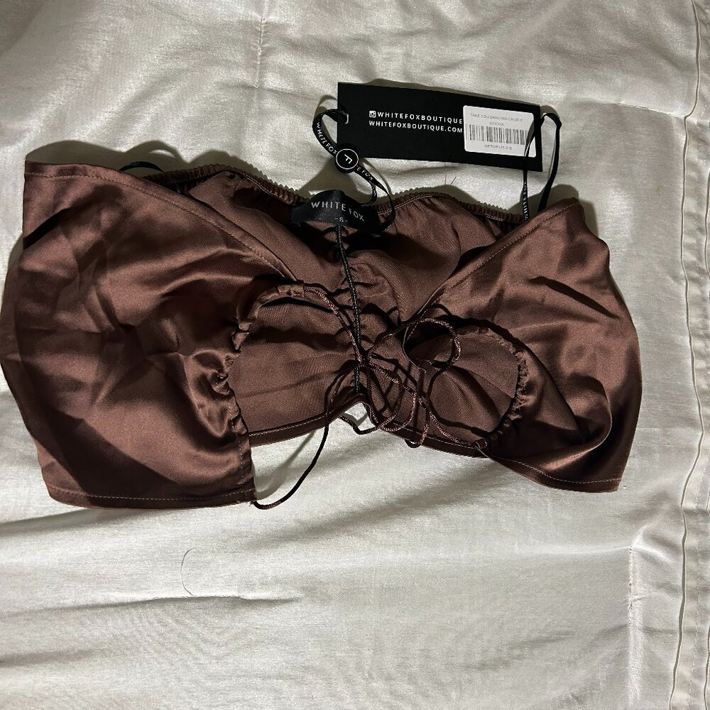 WHITE FOX Brown strapless top - Small